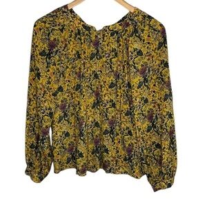 Madewell x Karen Walker Yellow Floral Silk Gennaker Blouse Women Size XS